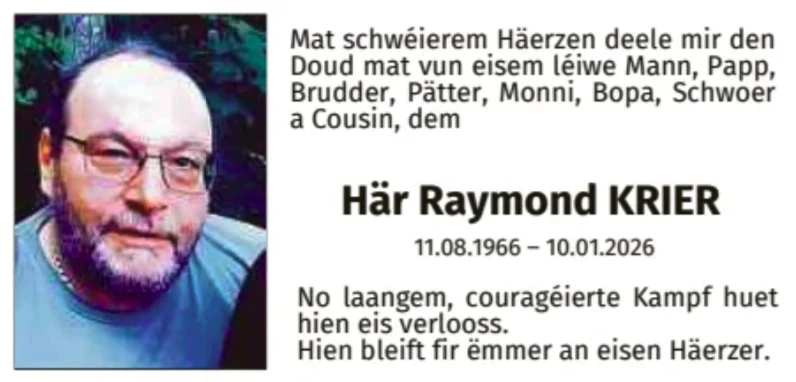 Traueranzeige für Raymond Krier