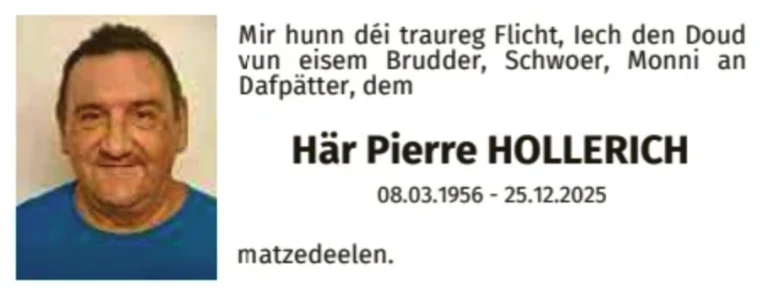 Traueranzeige für Pierre Hollerich