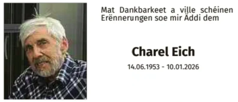 Traueranzeige für Charel Eich