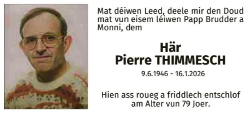 Traueranzeige für Pierre Thimmesch