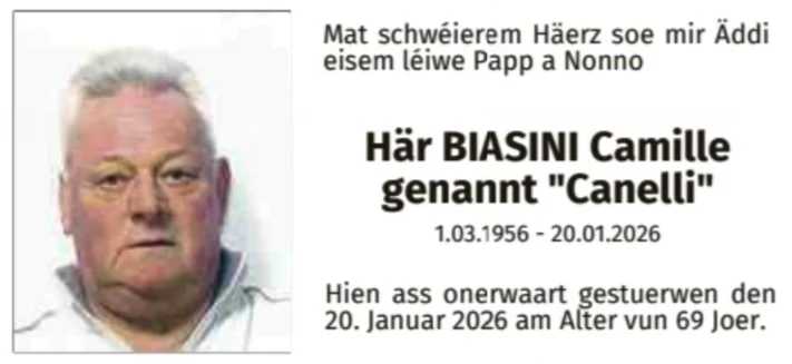 Traueranzeige für Camille Biasini