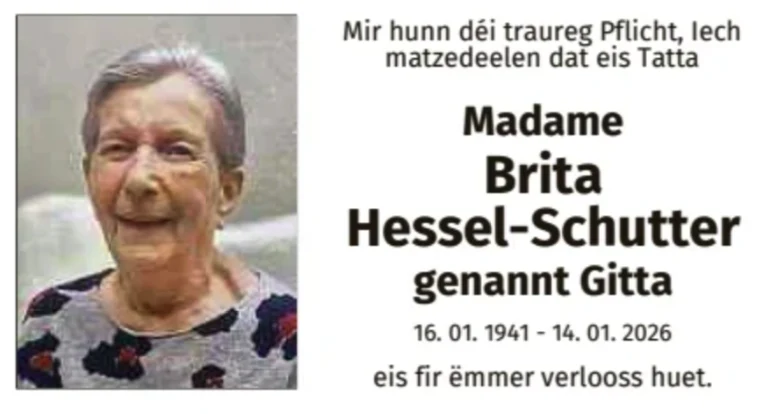 Traueranzeige für Brita Hessel-Schutter