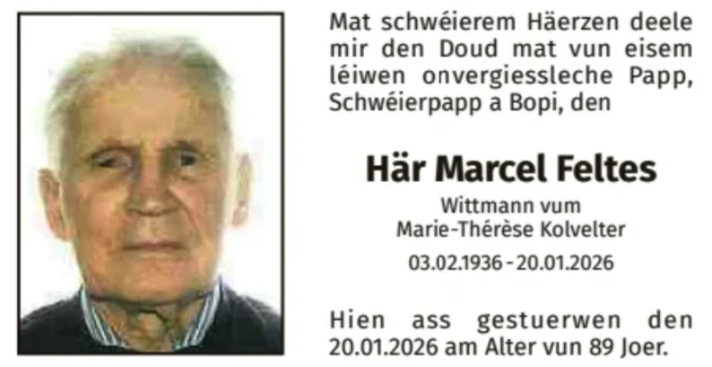 Traueranzeige für Marcel Feltes