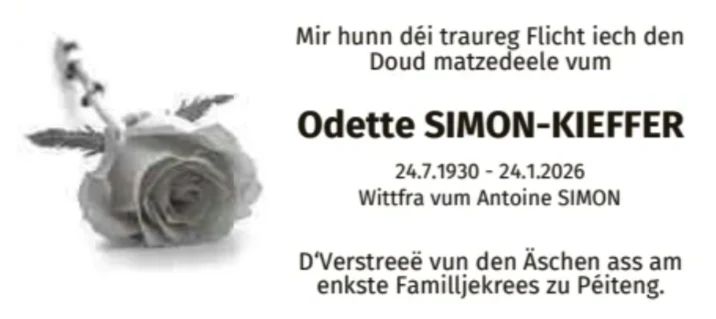 Traueranzeige für Odette Simon-Kieffer