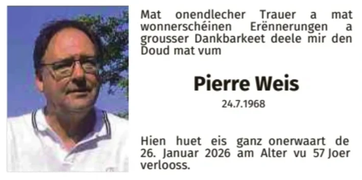 Traueranzeige für Pierre Weis