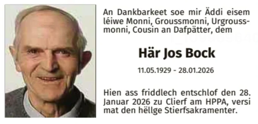 Traueranzeige für Jos Bock