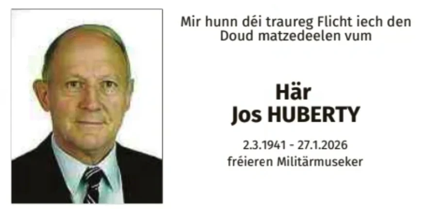 Traueranzeige für Jos Huberty