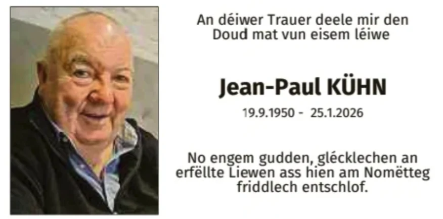 Traueranzeige für Jean-Paul Kühn