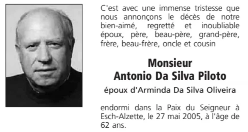 Traueranzeige für Antonio Da Silva Piloto