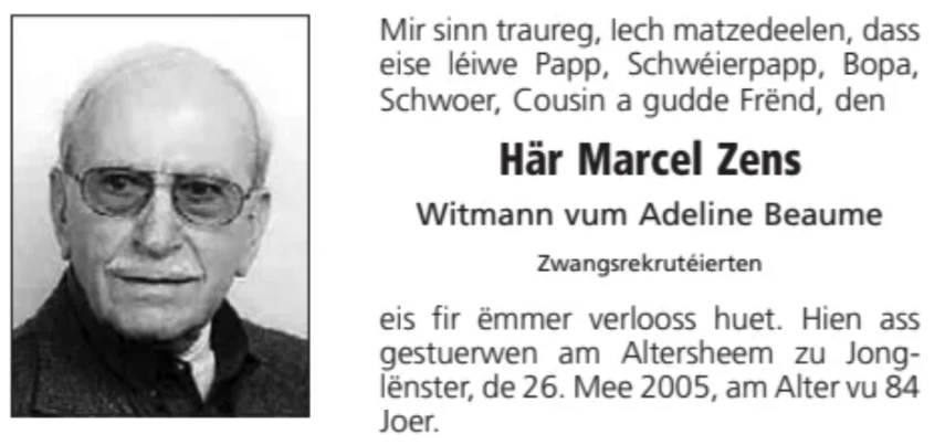 Traueranzeige für Marcel Zens