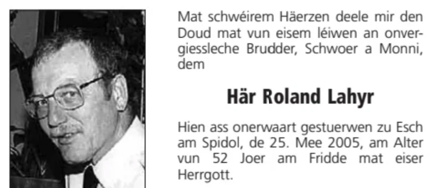 Traueranzeige für Roland Lahyr