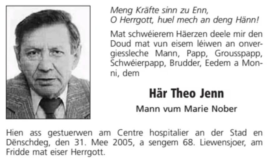 Traueranzeige für Theo Jenn