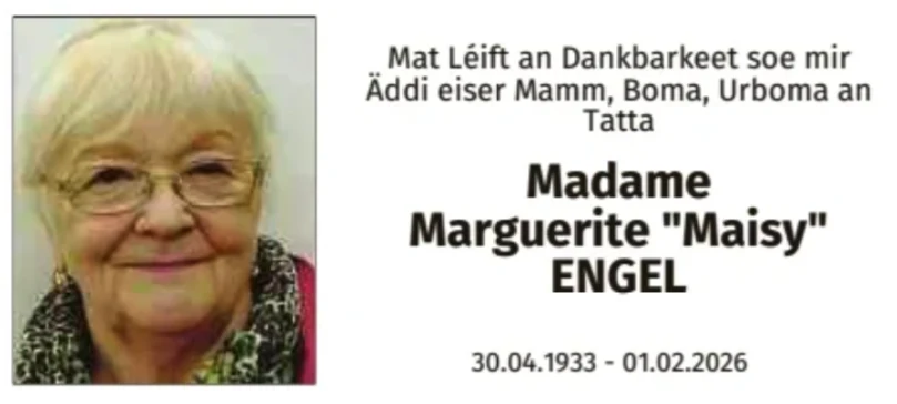 Traueranzeige für Marguerite Engel