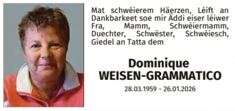 Traueranzeige für Dominique Weisen-Grammatico