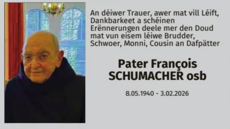 Traueranzeige für Pater François Schumacher Osb