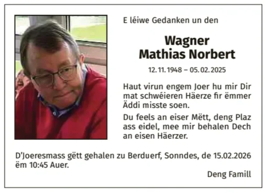 Traueranzeige für Mathias Norbert Wagner