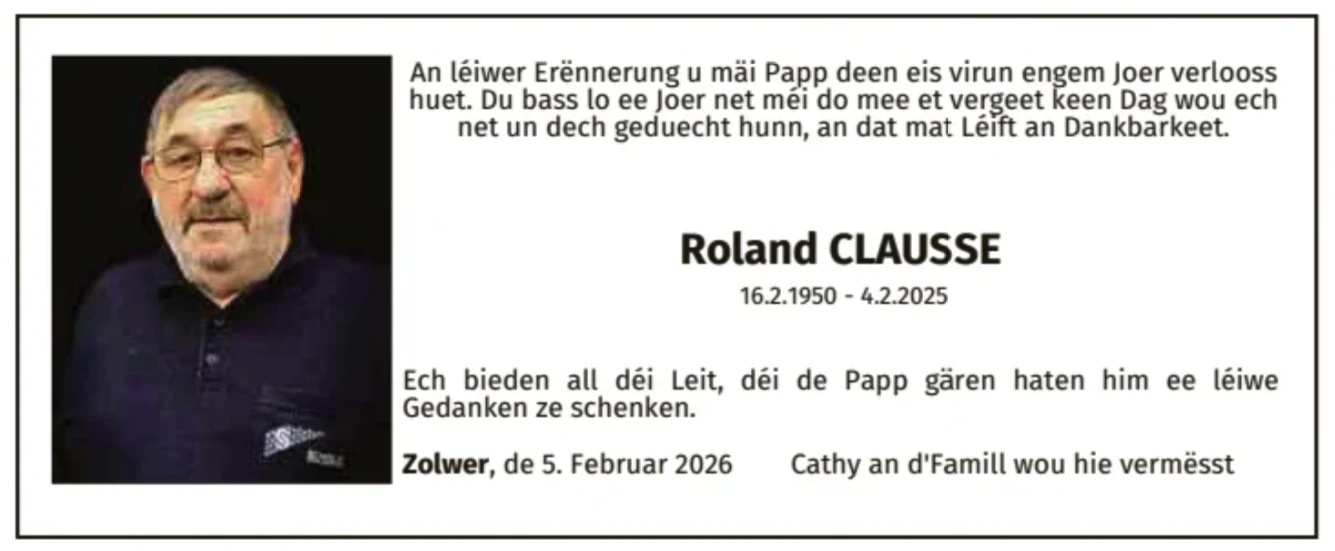 Traueranzeige für Roland Clausse