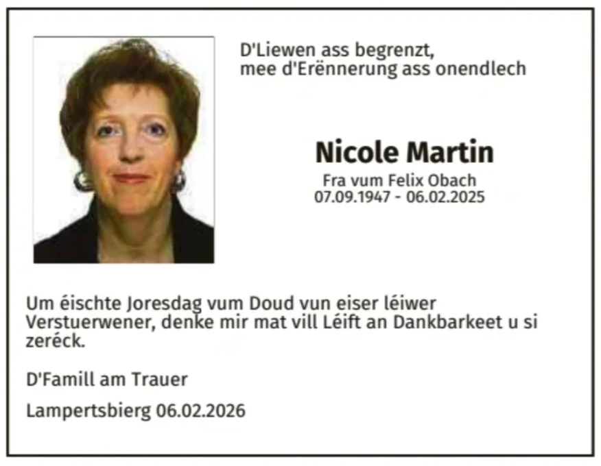 Traueranzeige für Nicole Martin