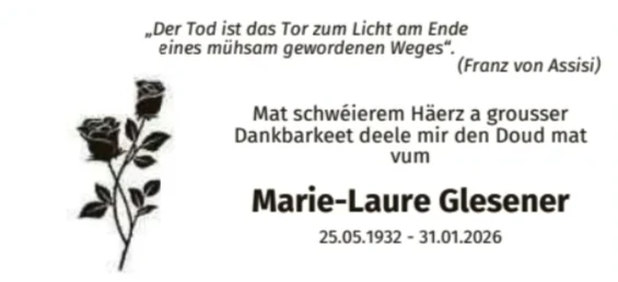 Traueranzeige für Marie-Laure Glesener