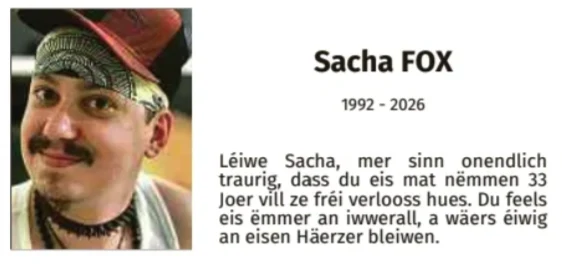 Traueranzeige für Sacha Fox