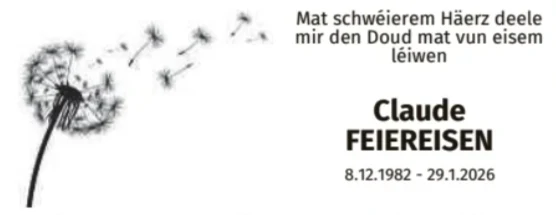 Traueranzeige für Claude Feiereisen