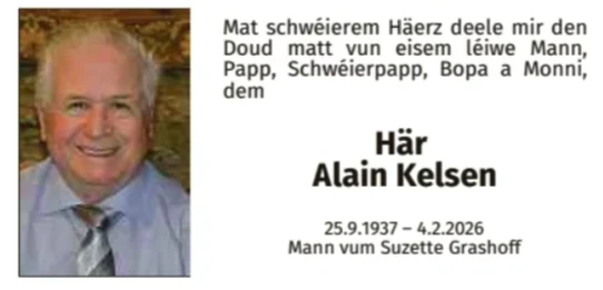 Traueranzeige für Alain Kelsen