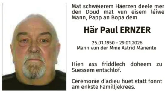 Traueranzeige für Paul Ernzer