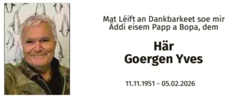 Traueranzeige für Yves Goergen