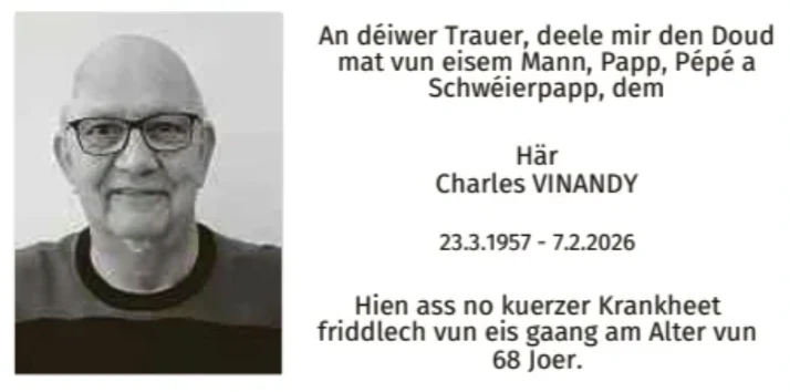 Traueranzeige für Charles Vinandy