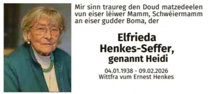 Traueranzeige für Elfrieda Henkes-Seffer