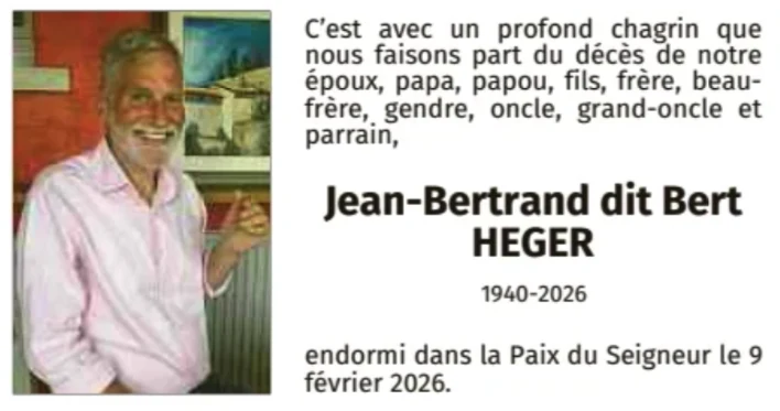 Traueranzeige für Jean-Bertrand Heger