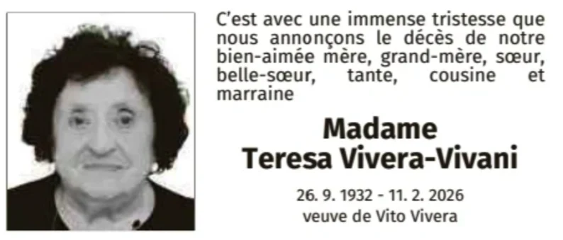 Traueranzeige für Teresa Vivera-Vivani