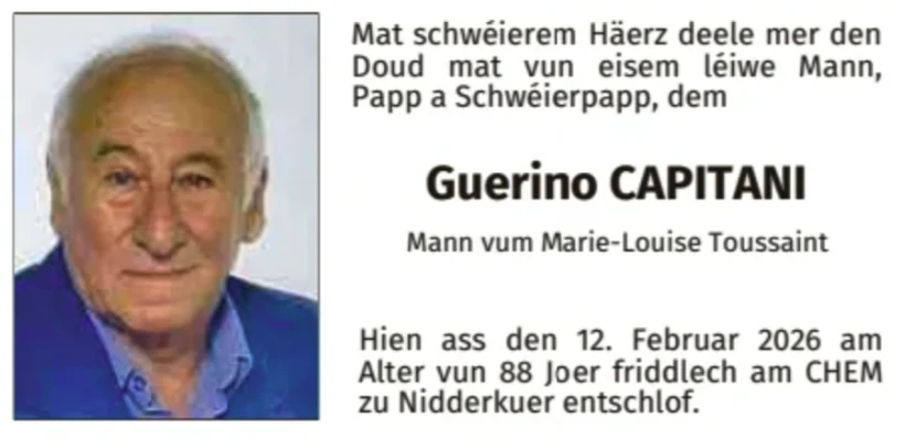 Traueranzeige für Guerino Capitani